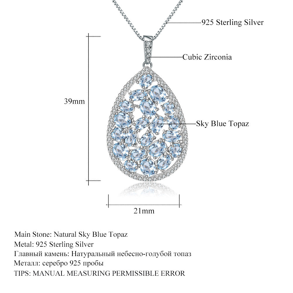 New Natural Tourmaline Pendant Necklace Niche ins Design s925Silver fashion Natural Gemstone Necklace