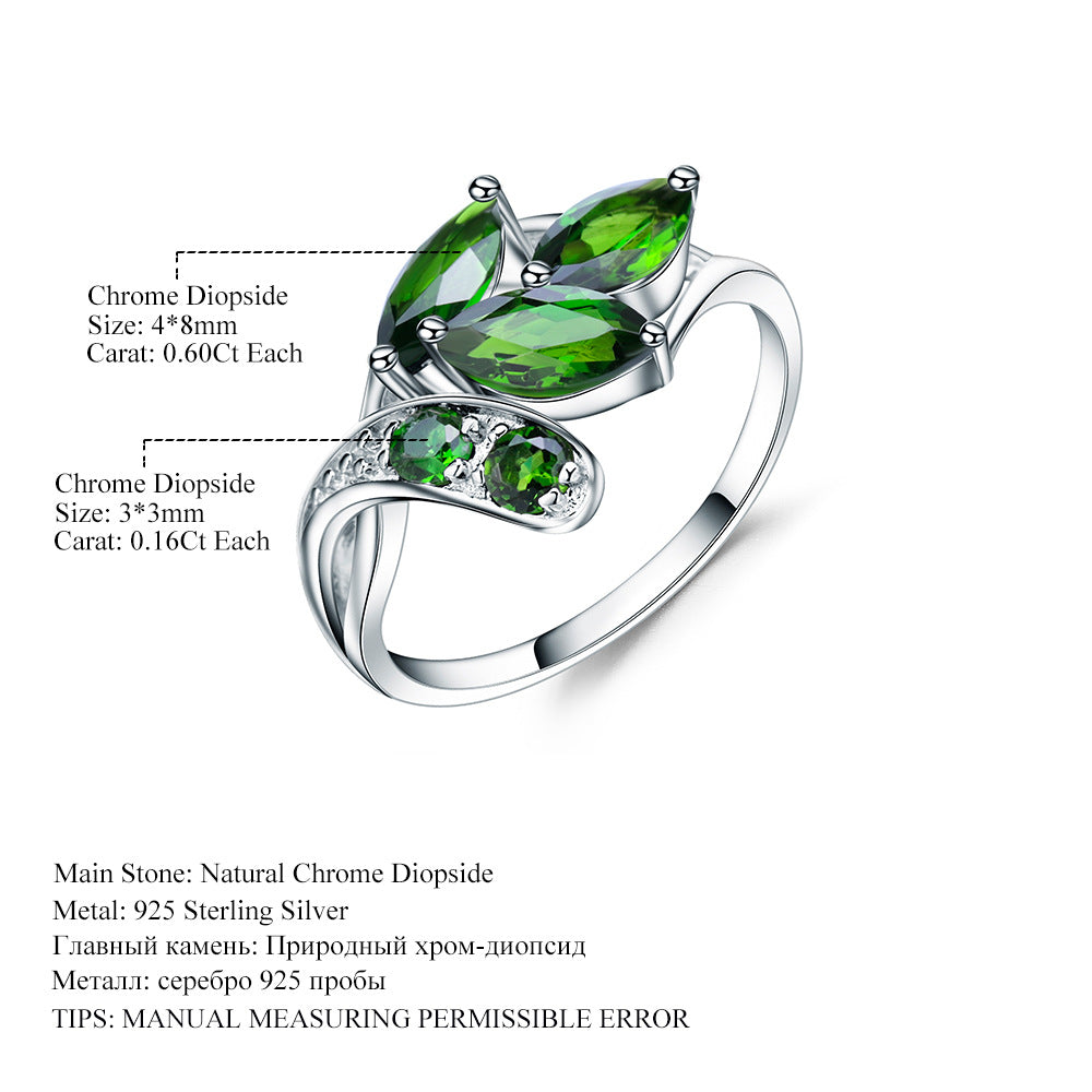Design Sense Natural Gemstone Ring for Women Fashion Personality s925Silver Inlaid Natural Garnet Ring