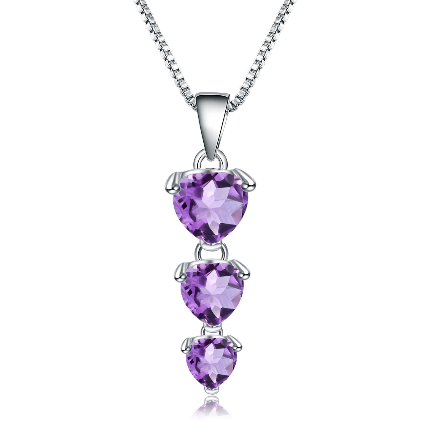 Natural Amethyst Necklace Pendant Fashionable, Simple, and Luxurious s925Sterling Silver Inlaid Natural Gemstone Necklace Jewelry