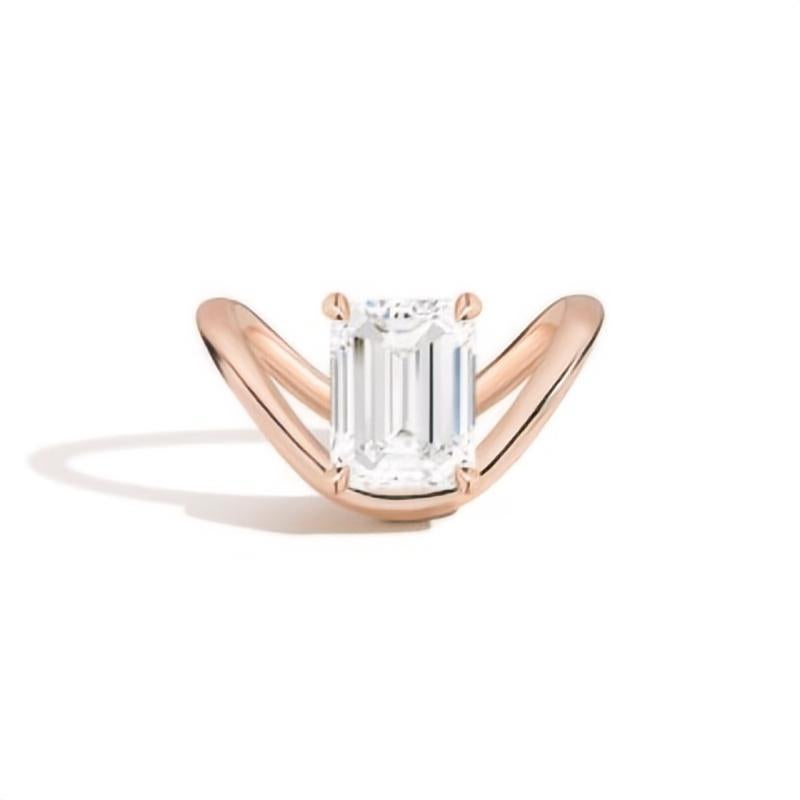 V Shape s925Sterling Silver Ring with Large Main Stone Wedding Band Customizable2Carat Moissanite Ring2025