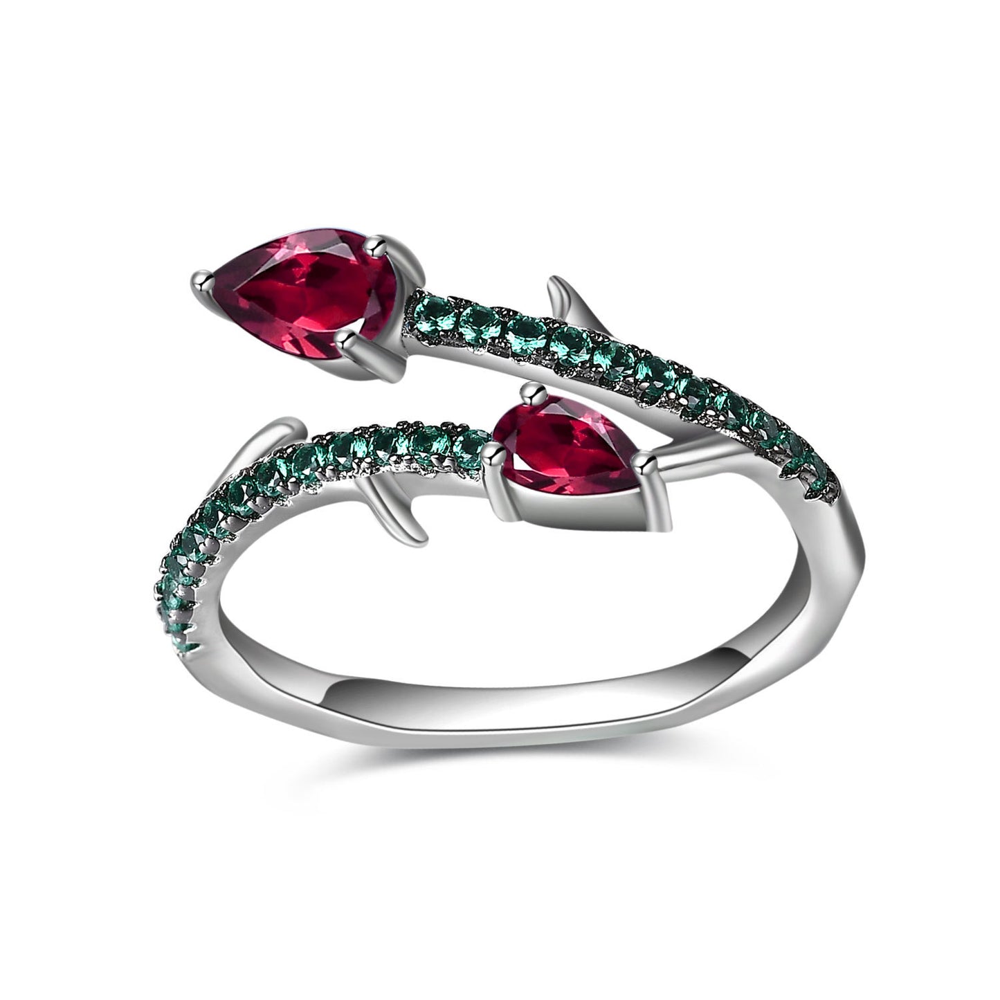Thorn Flower Set Natural Garnet Topaz s925Sterling Silver Ring Earrings Amethyst Jewelry Set