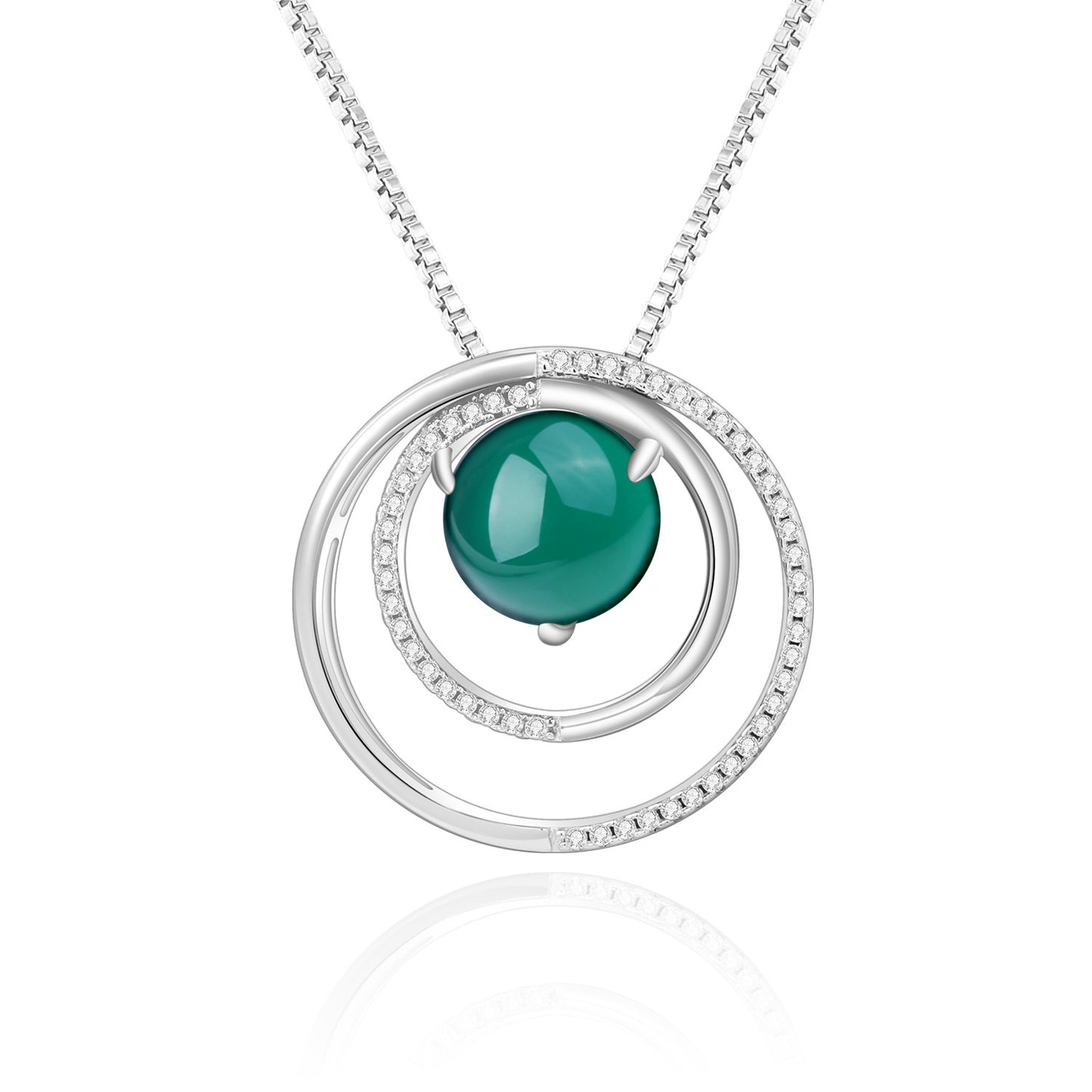 Designer High-End Natural Green Agate Pendant Minimalist Design s925Silver Color Gemstone Necklace Pendant