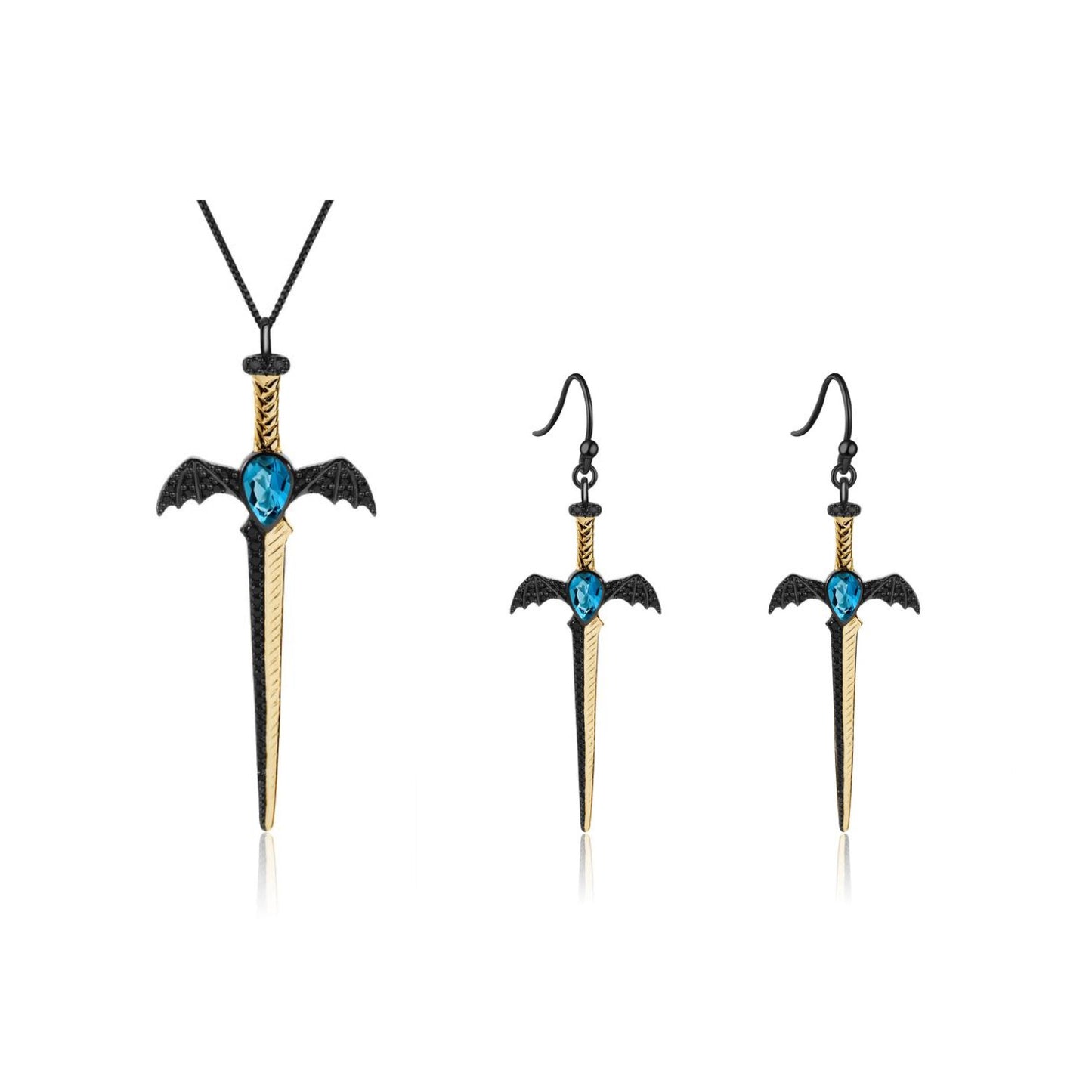 Dark Series Designer High-End Earrings Gothic Style Dagger Design925Silver Natural Gemstone Earrings