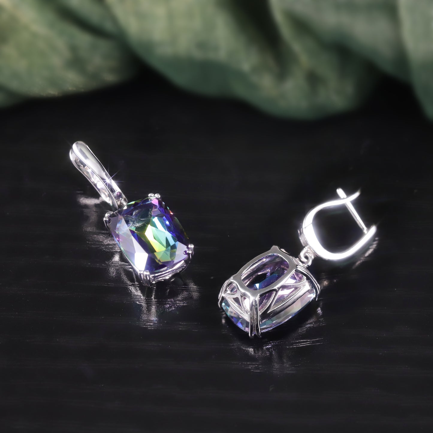 Exaggerated Crystal Earrings with Large Main Stone s925Sterling Silver Inlaid with Colorful Crystals11Carat Earrings for Women Export