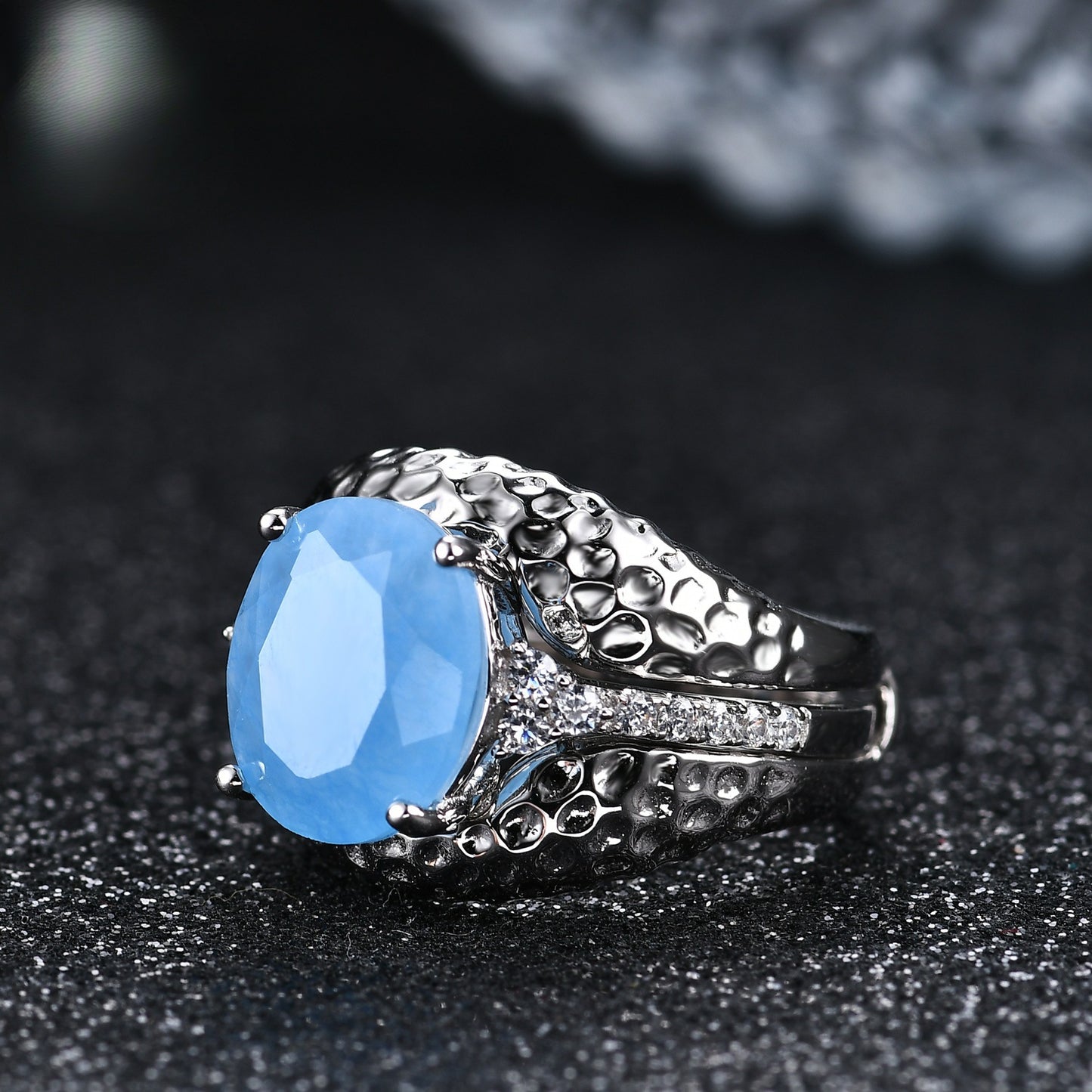 New Vintage Style High-End Ring Set for Layering s925Sterling Silver Inlaid Colorful Gemstone Ring Russia