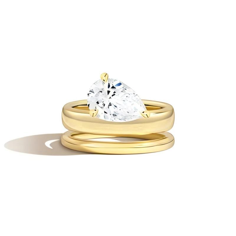 All-Matching ins Wind2Carat s925Sterling Silver Moissanite Stackable Ring Set Plated18k Gold Rings for Men and Women
