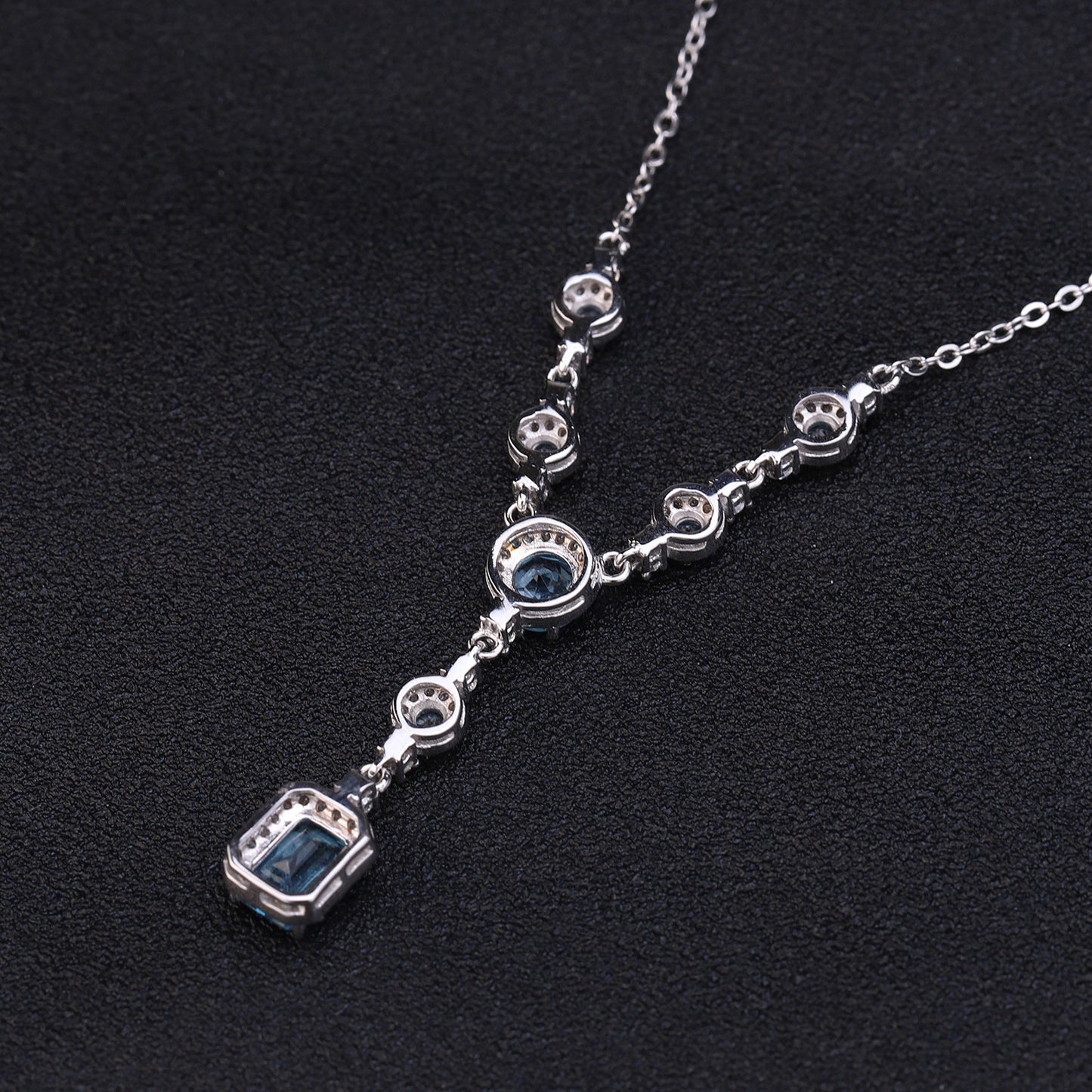 Luxurious High-End Jewelry Natural Gemstone Necklace s925Silver Inlaid Natural Topaz Pendant Necklace