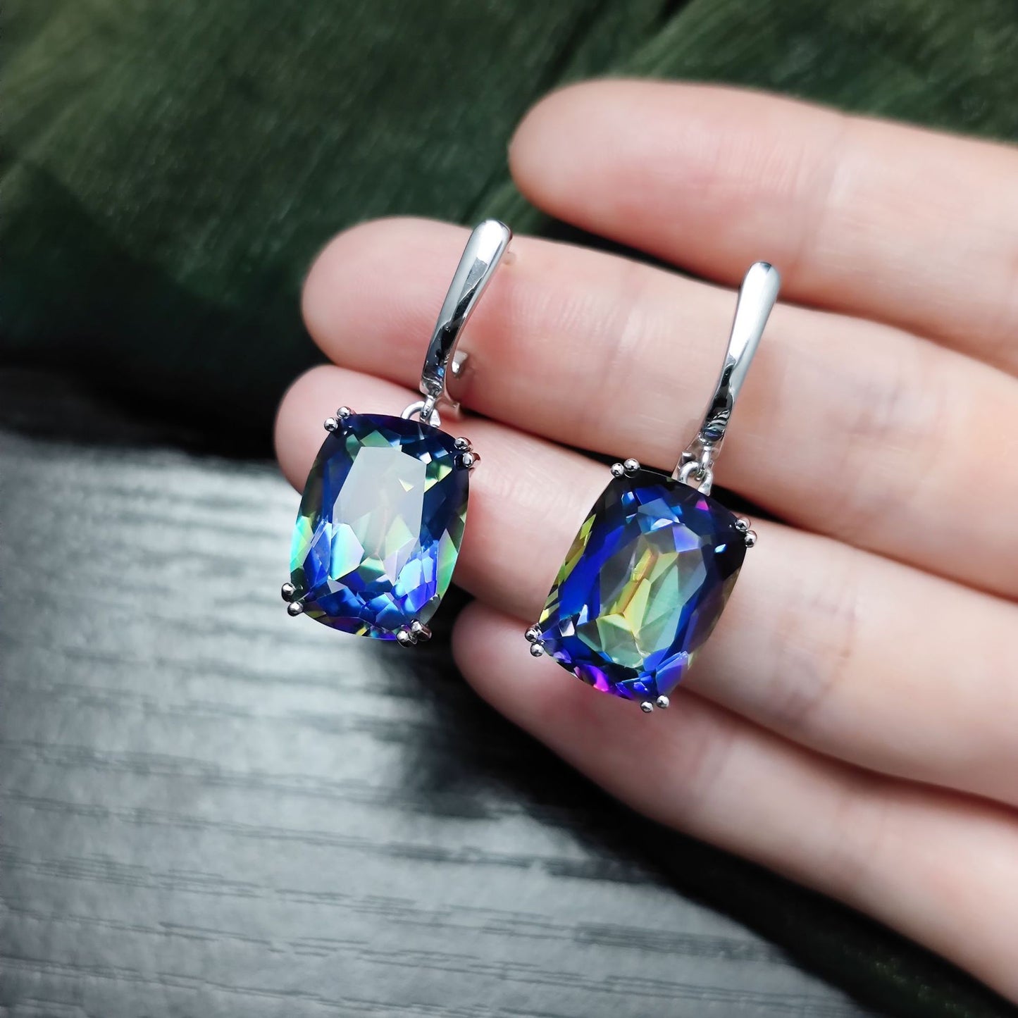 Exaggerated Crystal Earrings with Large Main Stone s925Sterling Silver Inlaid with Colorful Crystals11Carat Earrings for Women Export