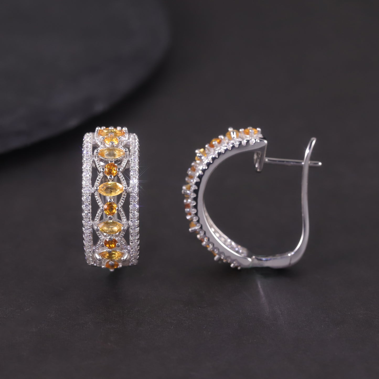 Unique Delicate Natural Topaz Earrings s925Sterling Silver Cluster Crystal Garnet Colorful Gemstone Earrings for Women