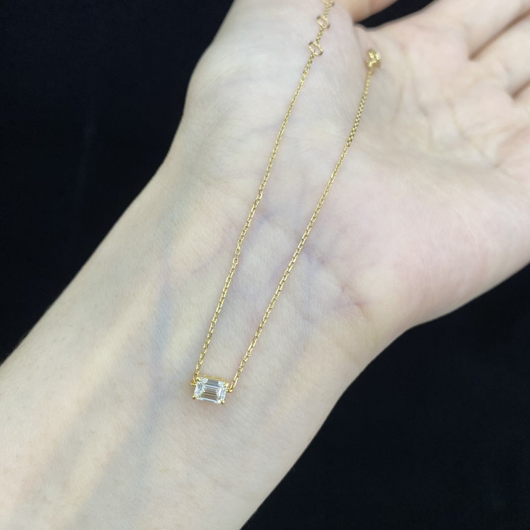 Simple and Stylish18k Gold Inlaid Cultivated Diamond Bracelet0.3Carat Emerald-Shaped Diamond Gold Bracelet In Stock