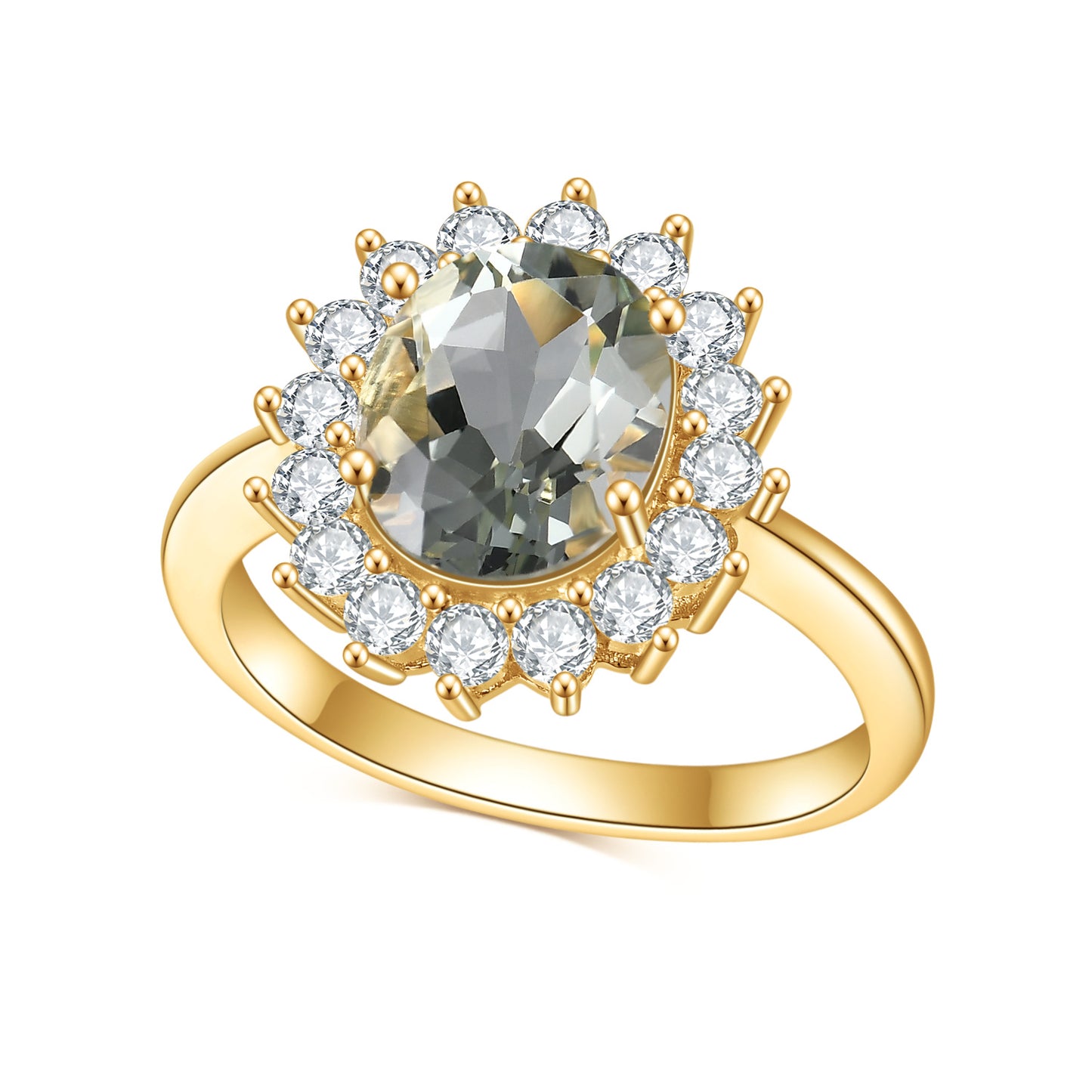 Natural Gemstone Green Amethyst Ring Fashionable and Luxurious Design Sense s925Silver plating14k Gold Inlaid Gemstone Ring
