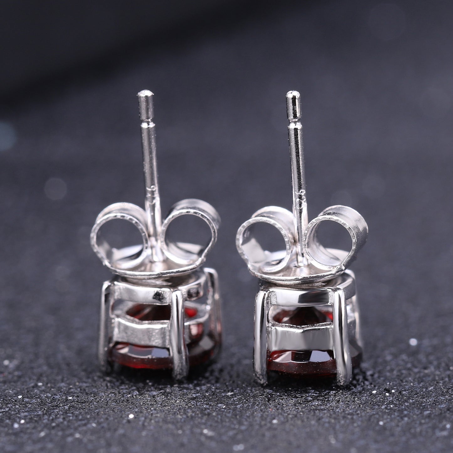 Natural Garnet Earrings Fashion Simple Style Elegant s925Sterling Silver Inlaid Natural Gemstone Earrings