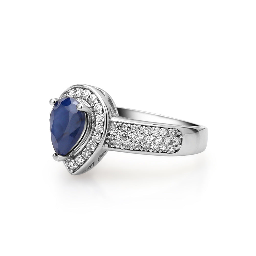 S925Sterling Silver Ring for Men and Women, Internet Celebrity High-End Jewelry, Sapphire Topaz Ring