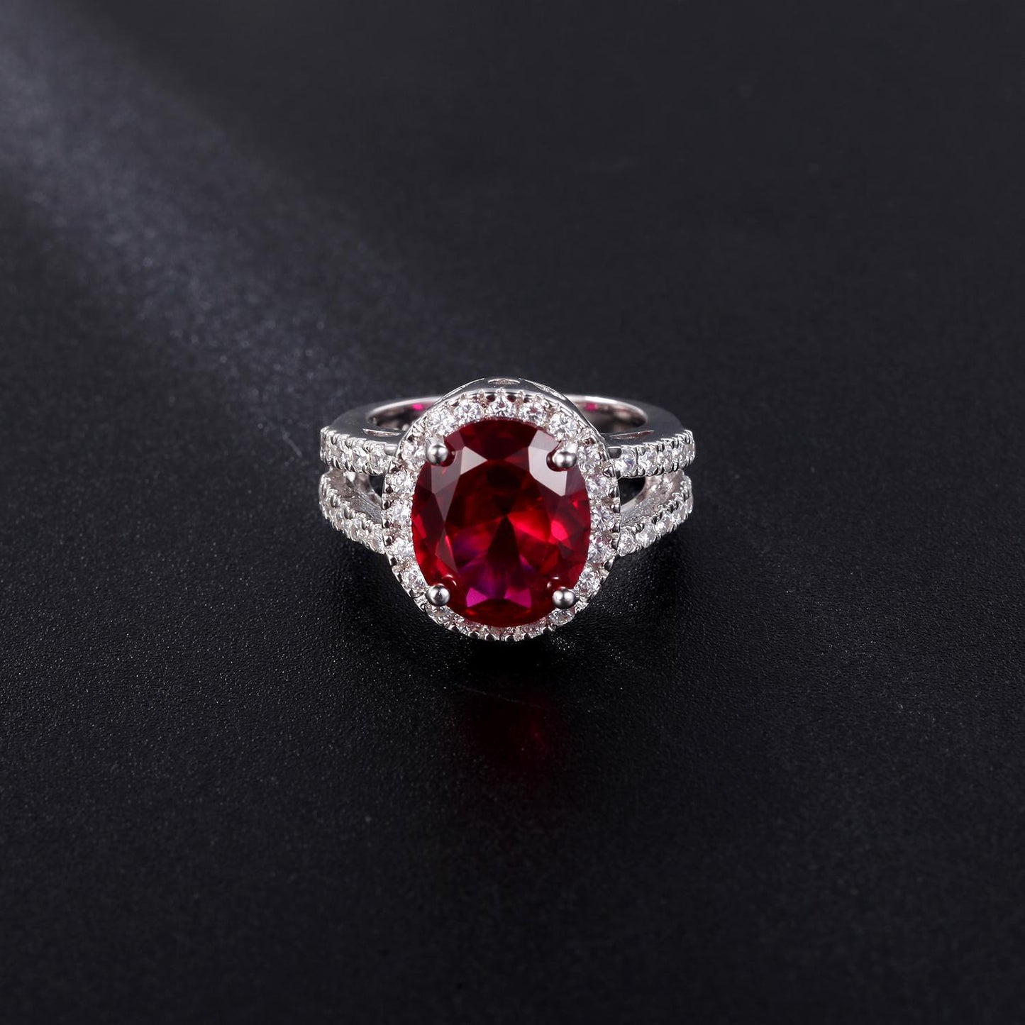 Luxurious Design Sense Colorful Crystal Cultivated Ruby Ring Vintage s925Sterling Silver Inlaid Gemstone Ring for Women