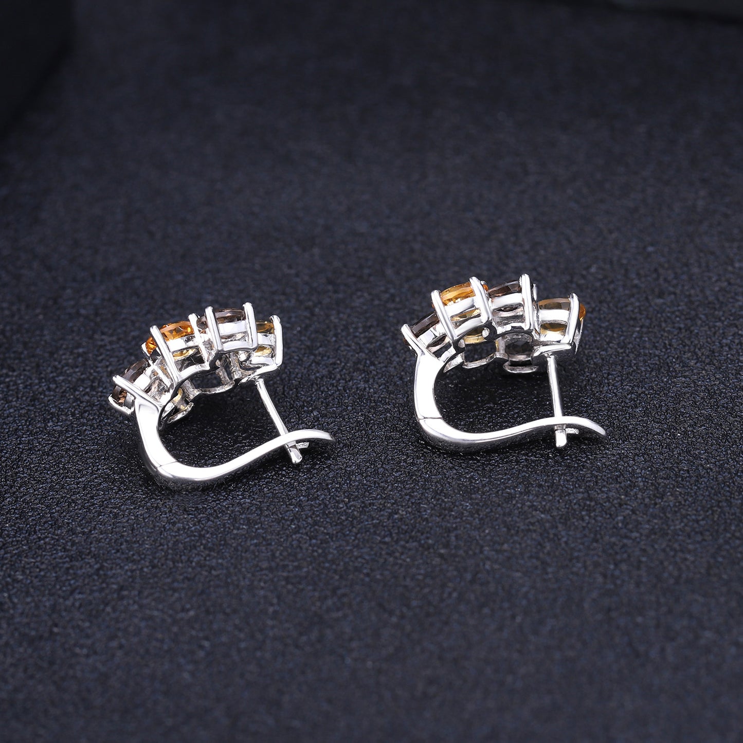 Fashion Natural Gemstone Earrings Luxurious Design s925Sterling Silver Inlaid Yellow Crystal Gemstone Earrings