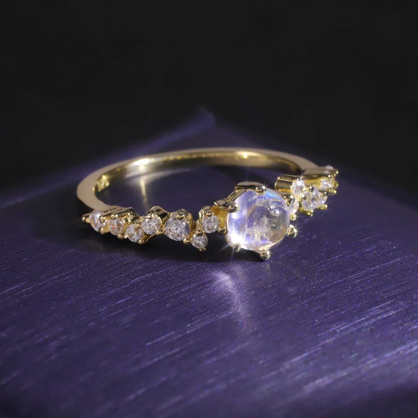 Fresh ins Natural Cream Blue Moonstone Ring S925Sterling Silver Inlaid White Gemstone Ring Wholesale