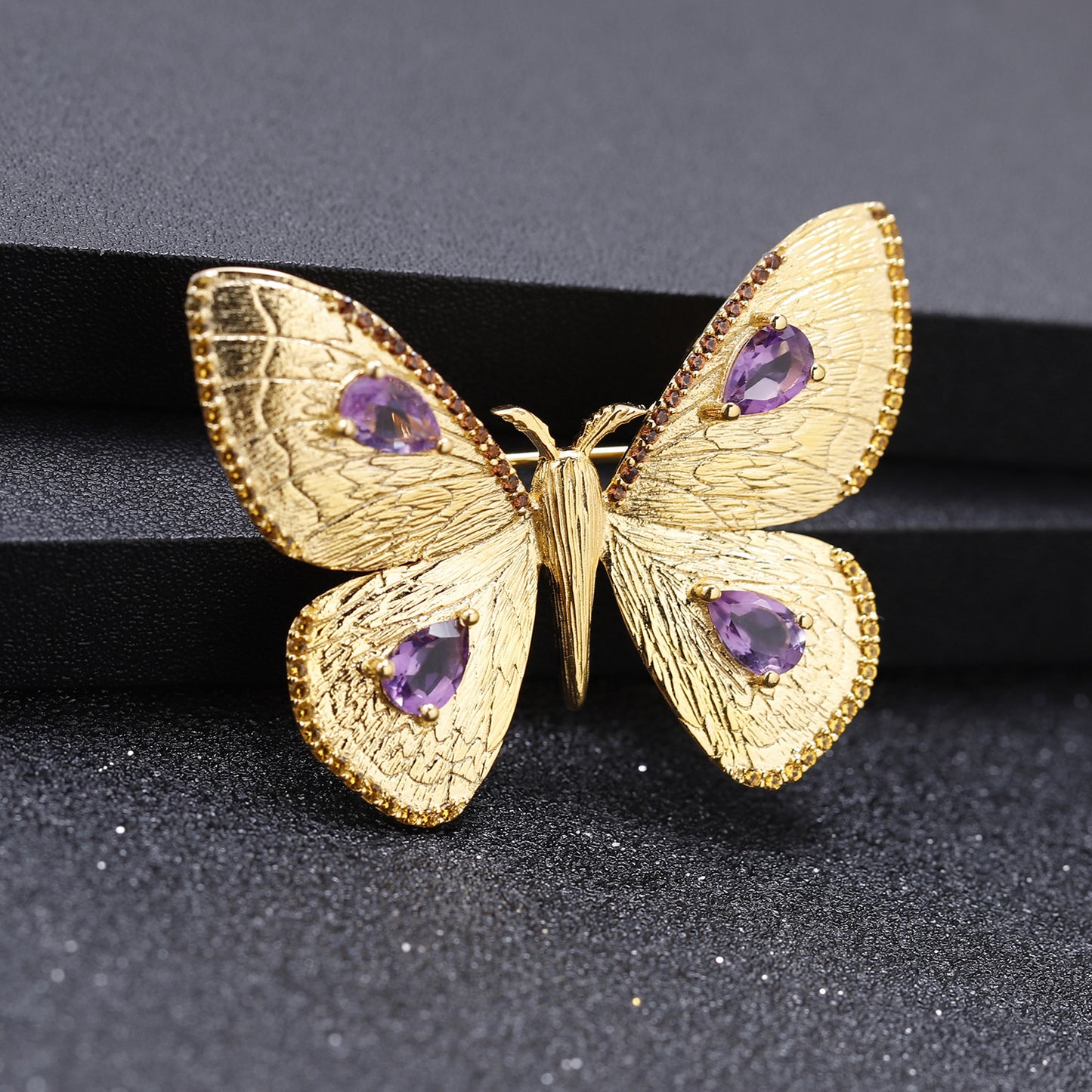 Designer Brooch Pendant Dual-use Butterfly Design Palace Style s925Silver Natural Amethyst Necklace Pendant