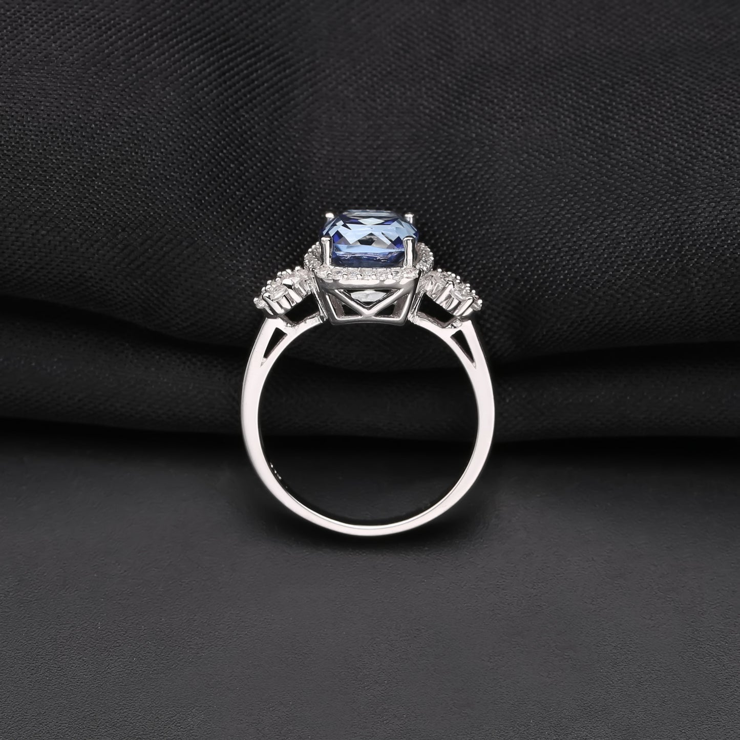 Design Sense Classic Retro Colorful Gemstone Ring Luxurious and Elegant Square Shape s925Sterling Silver Inlaid Crystal Ring