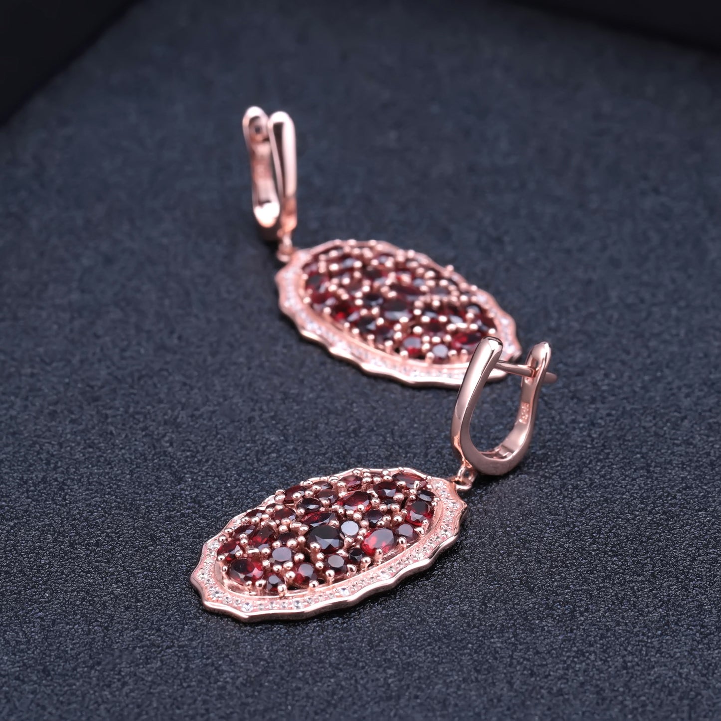 Luxurious Natural Garnet Stud Earrings Group Inlay High-End Feel s925Silver Inlaid Natural Gemstone Earrings Jewelry