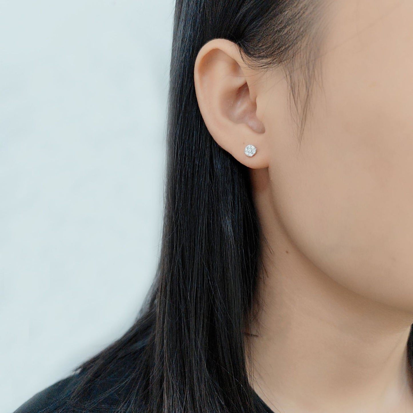 Advanced Sense18k Gold Inlaid Cultivated Diamond Earrings Layered Wear Light Luxury Circle Double Ring9/10/14k Gold Earring Set