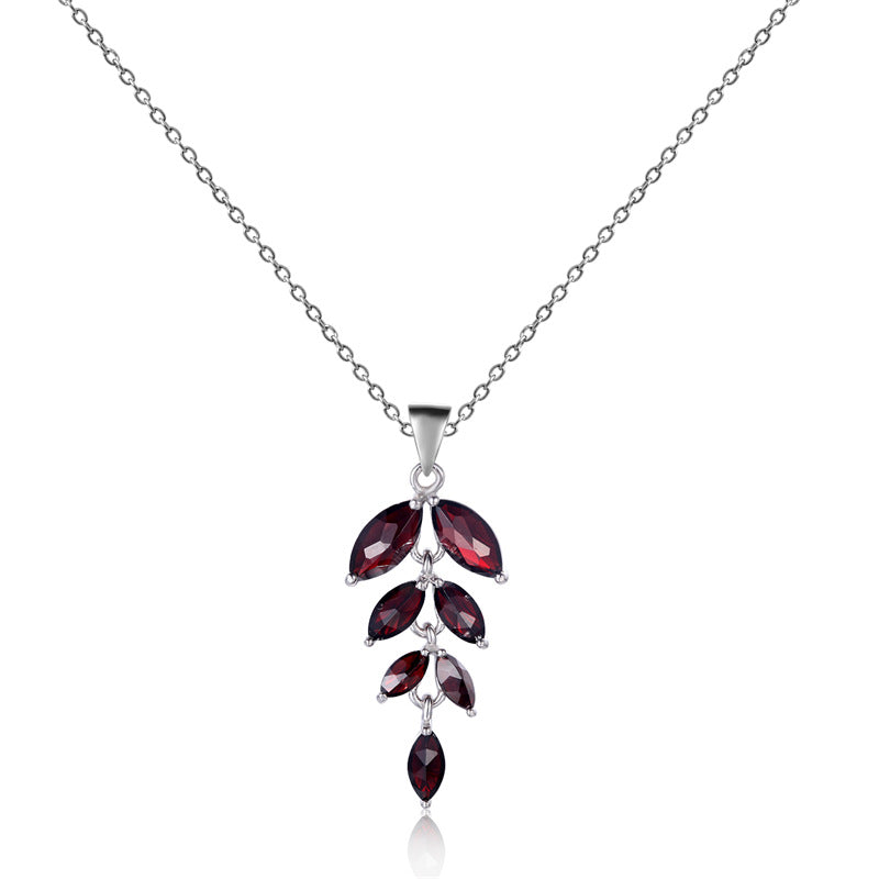 Fashionable Design Stone Necklace Pendant Niche925Sterling Silver Inlaid with Natural Gemstones and Cross Chain Pendant Necklace