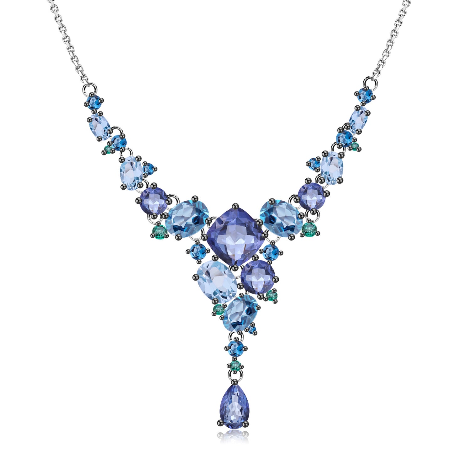 Designer Banquet Luxury Gemstone Necklace Unique Jewelry s925Sterling Silver Natural Gemstone Necklace Pendant