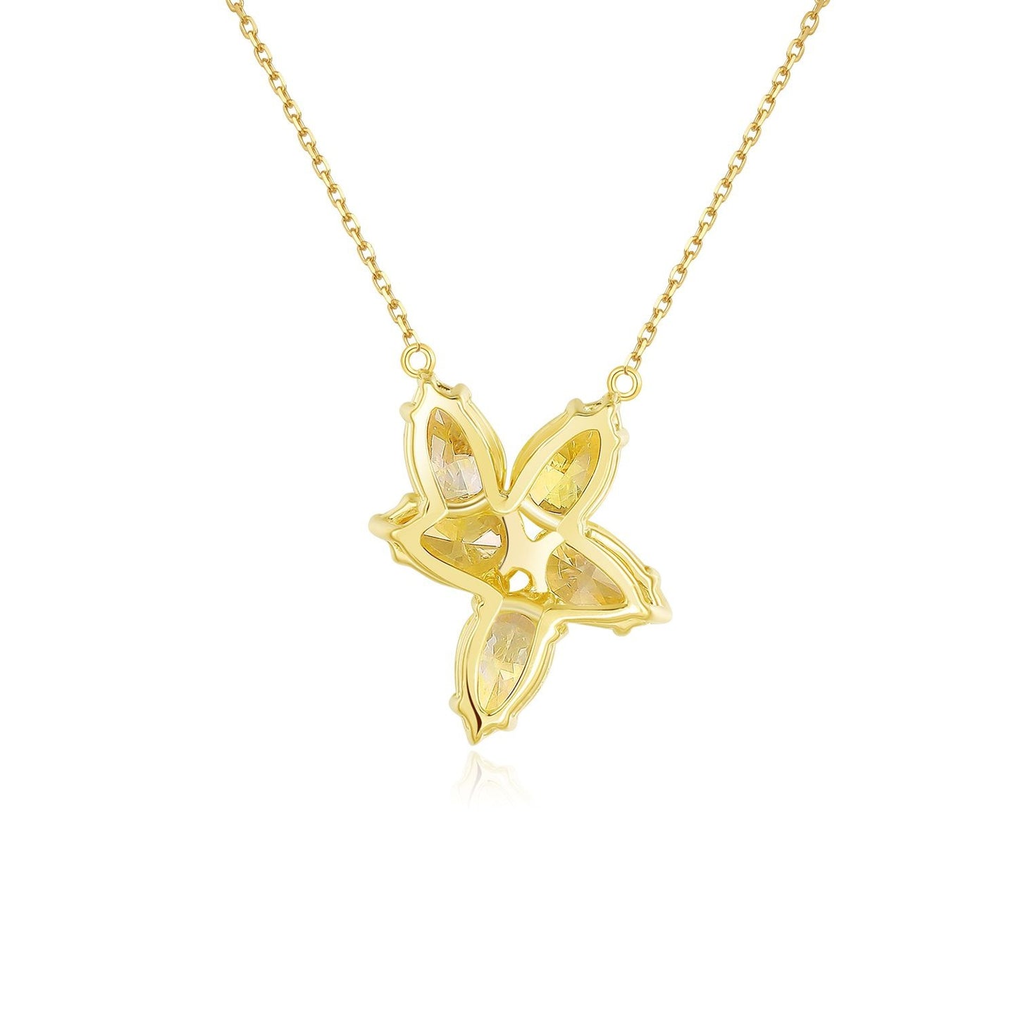 ins Wind14k Gold Necklace with Cultivated Diamonds2.6Carat k Irregular Petal Yellow Diamond Necklace with Gold Clavicle Chain