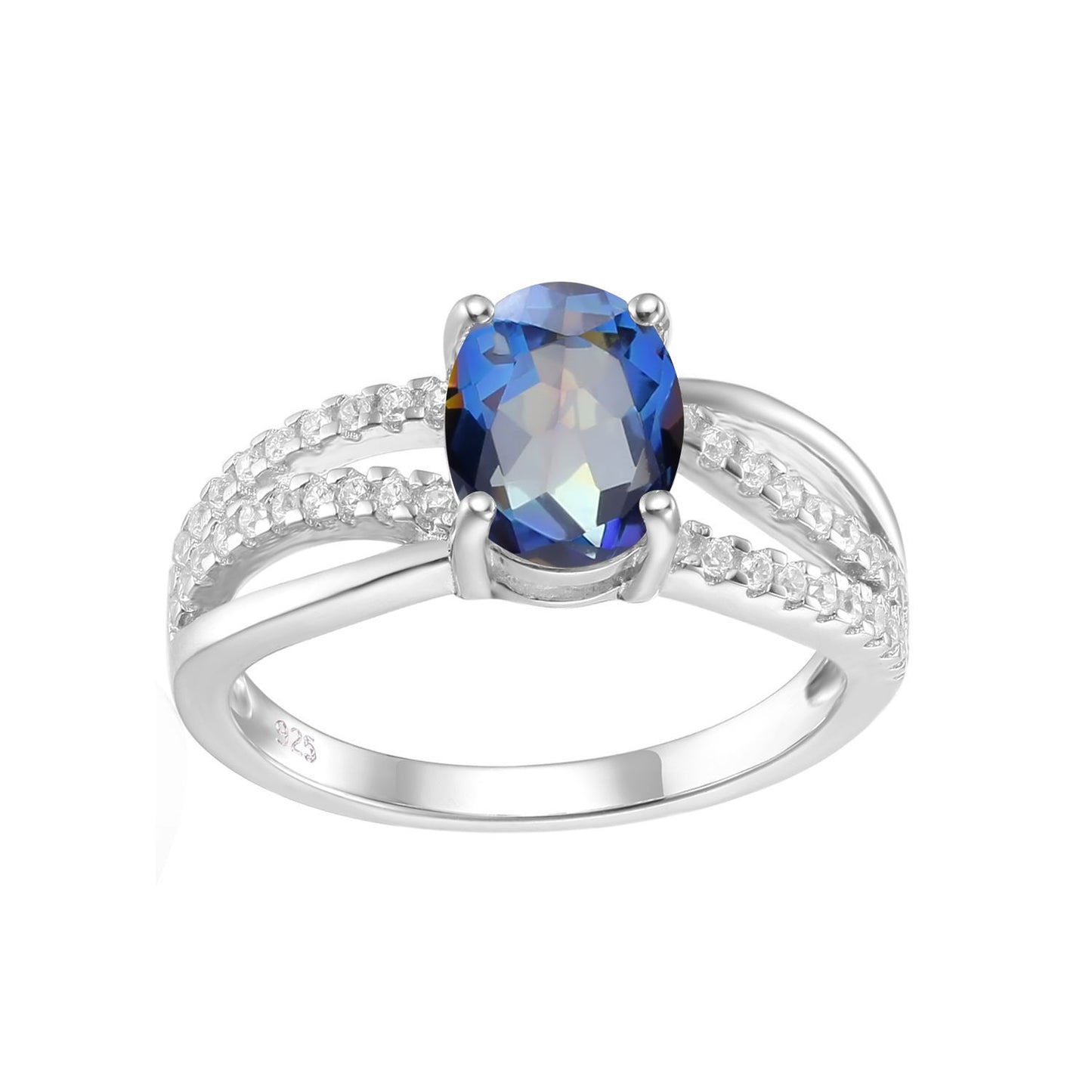 Manufacturer In-Stock Natural Stone Ring for Women Fashion Temperament s925Silver Inlaid Colorful Gemstone Crystal Ring