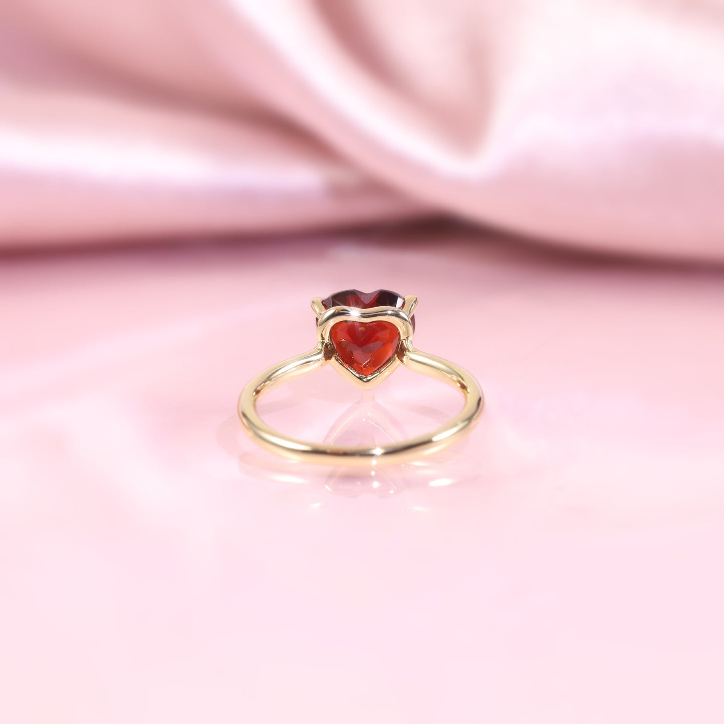 Love2Carat Gemstone Ring s925Sterling Silver Inlaid Natural Garnet Topaz Heart-Shaped Ring Wedding Ring