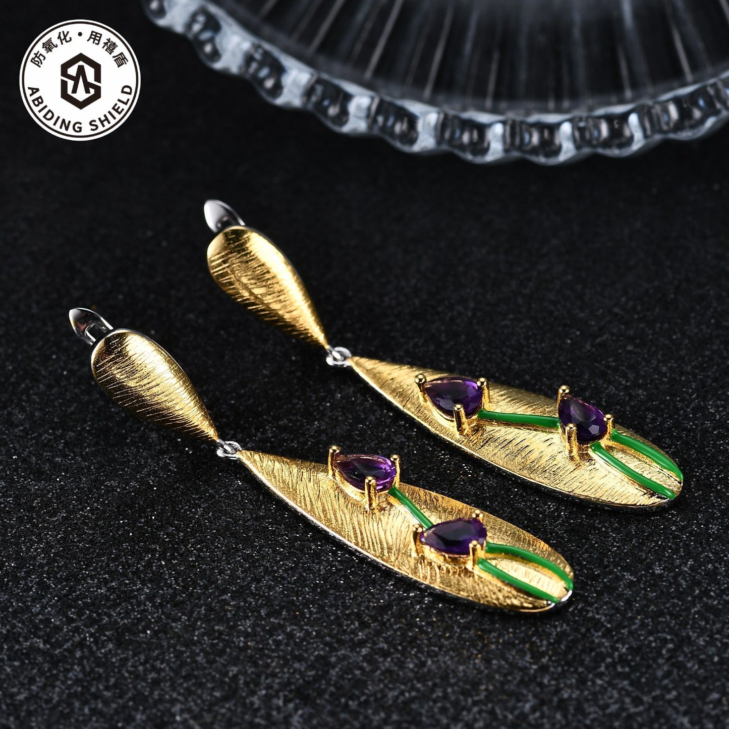 Custom Designer Natural Amethyst Jewelry Accessories Three-Piece Set 925Silver Inlaid High-end Jewelry Set