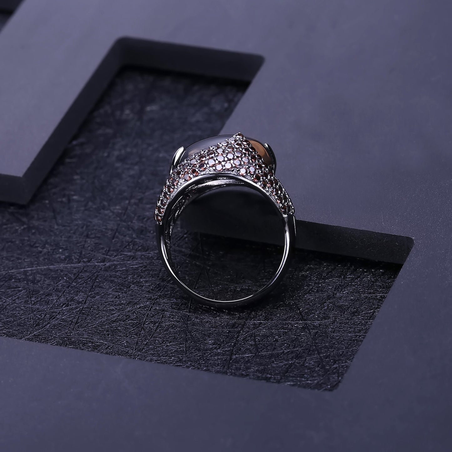 Designer Natural Citrine Ring High-End Vintage Luxury s925Sterling Silver Inlaid Natural Gemstone Ring