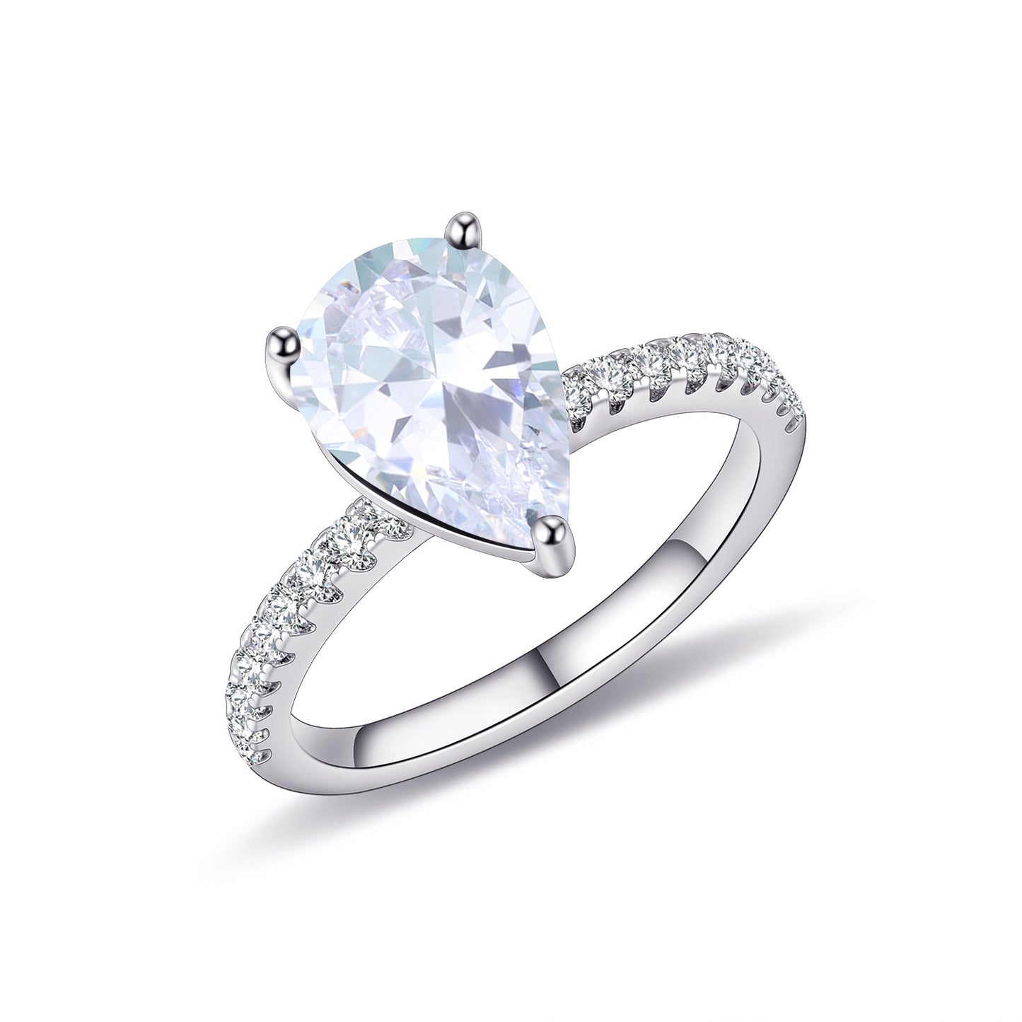 Minimalist Pear-Shaped Gemstone Ring7*9mm Drop-Shaped s925Silver Inlaid Colorful Gemstone Ring Stackable Wedding Ring