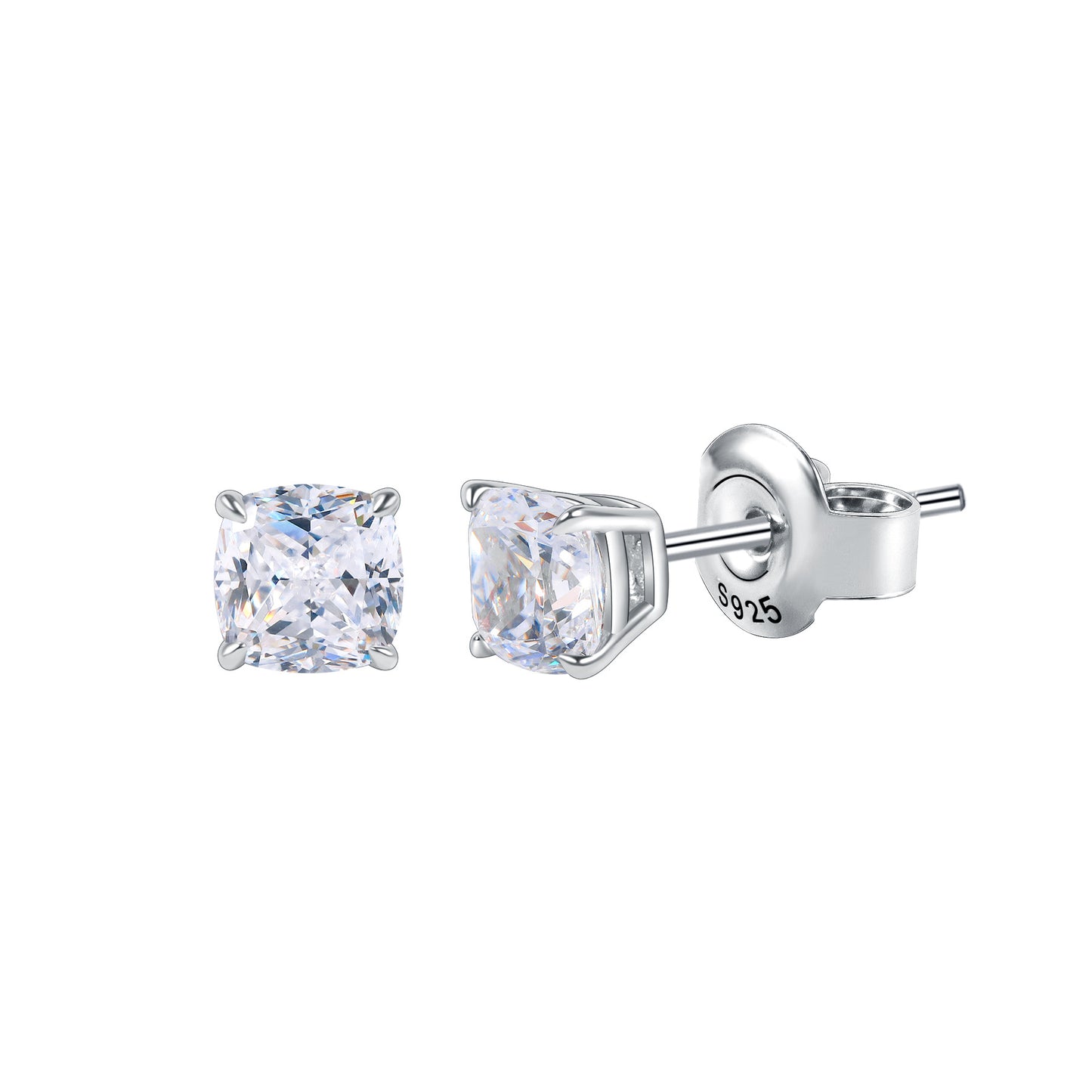 Commuting Daily Fat Square Moissanite Earrings Eagle Claw0.6/1.5/2/2.5Carat s925Sterling Silver Earrings In Stock