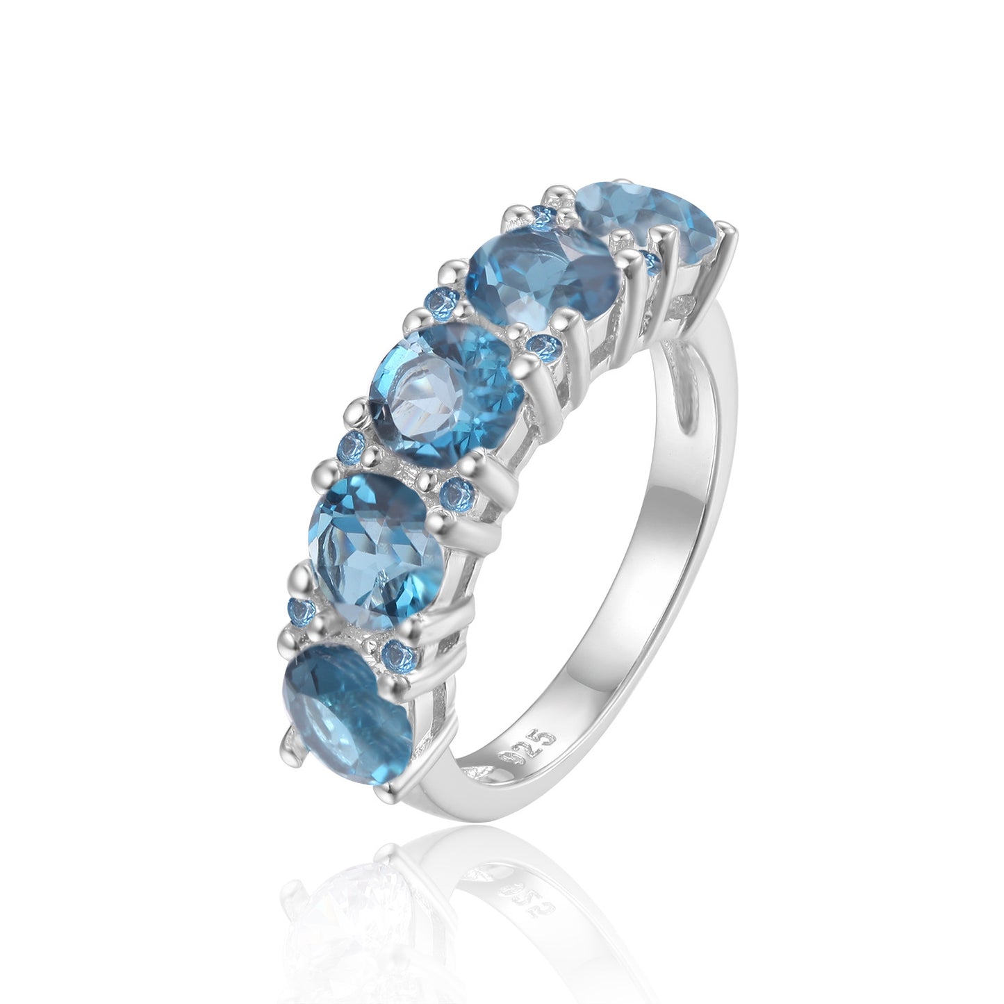 Fashion Natural Topaz Ring s925Sterling Silver Plated18k Gold Tourmaline Ring Jewelry for Women