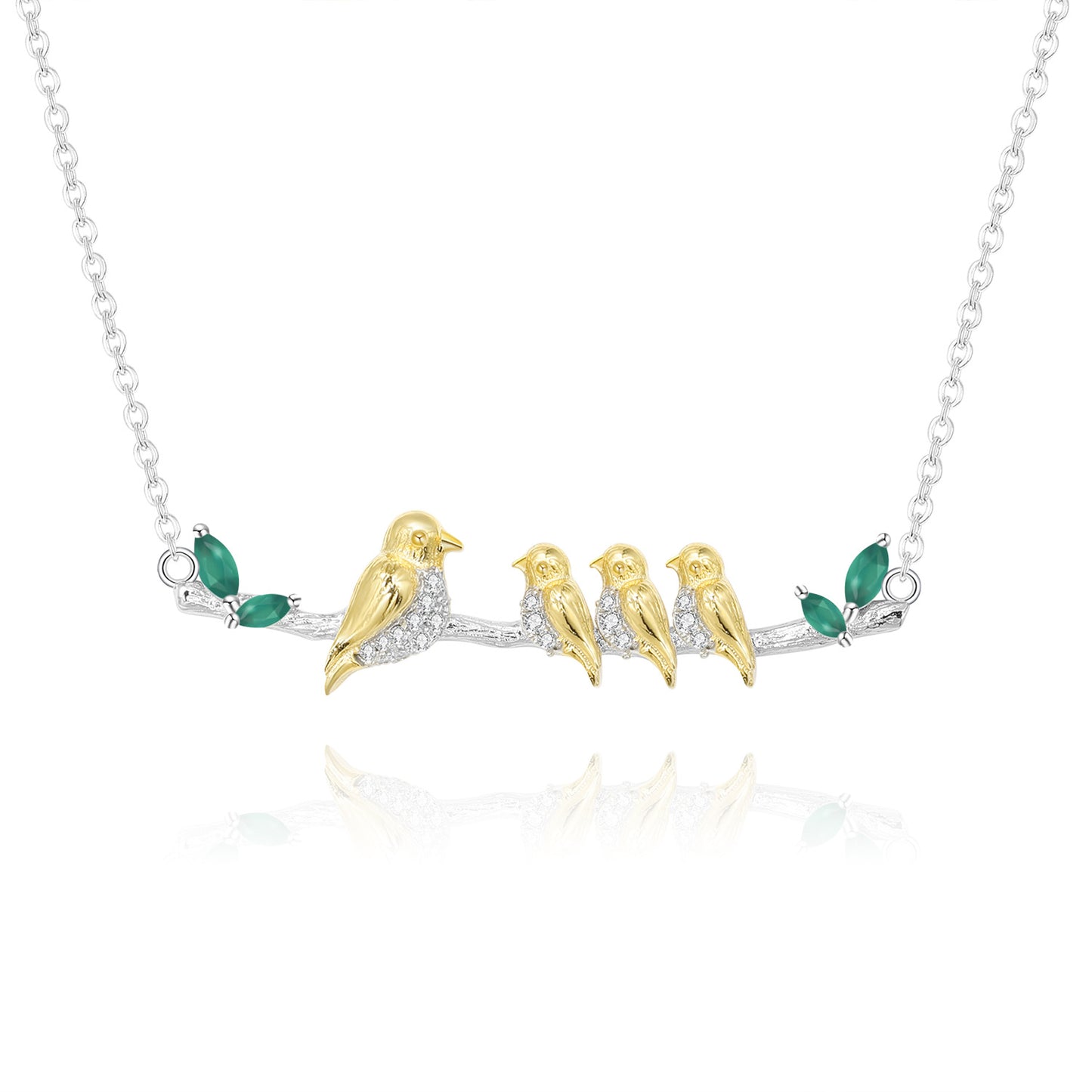 Designer High-End Pendant Bird Natural Style Design s925Silver Natural Gemstone Necklace Pendant