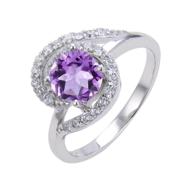 Unique Design Natural Topaz Ring s925Sterling Silver Inlaid Garnet Ring Colorful Gemstone Ring