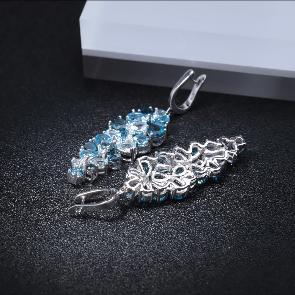 Natural Topaz Ear Stud Earring Advanced Design Jewelry Accessories s925Silver Inlaid Natural Colored Gems Eardrops
