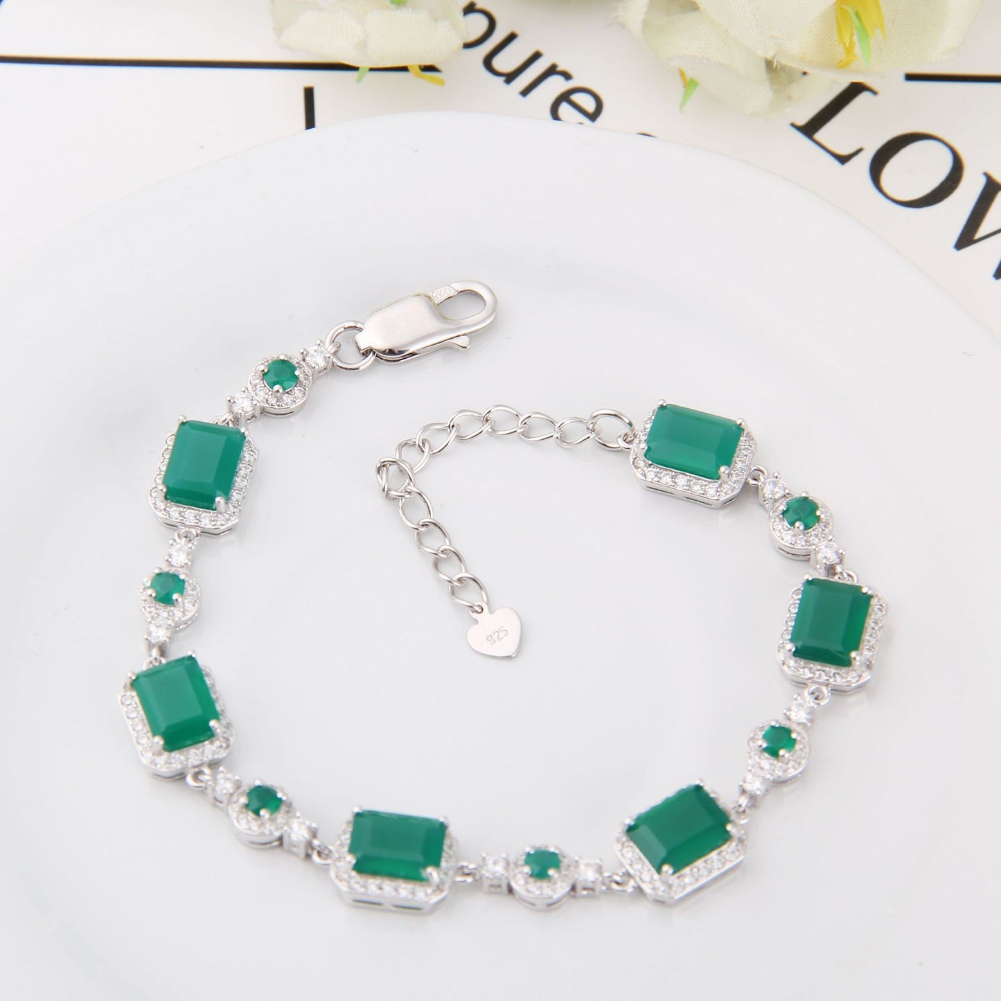 Luxurious Design Sense Jewelry Accessories Gemstone Bracelet Personality s925Sterling Silver Inlaid Colorful Crystal Bracelet