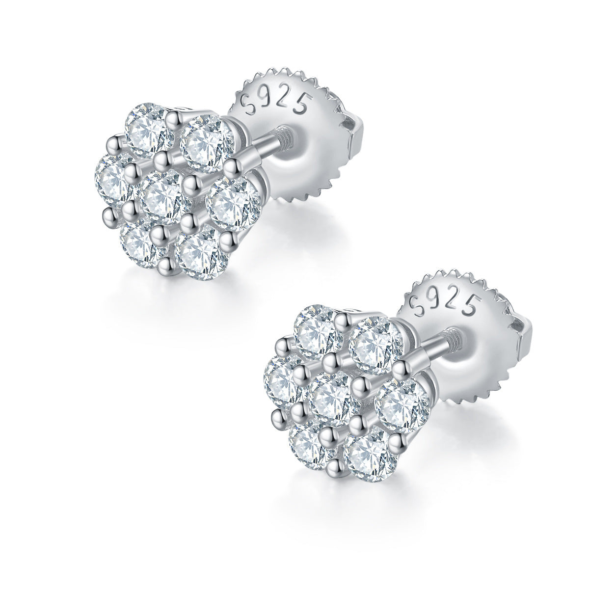 Floral Moissanite Earrings s925Silver plating18k Gold Stud Earrings Small Delicate Earrings Birthday Gift