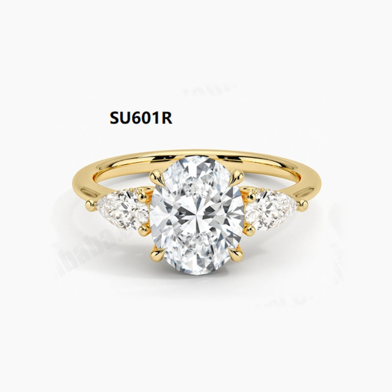 Light Luxury High-End Sense18k Gold Platinum Ring Inlaid with Moissanite1Carat Wedding Ring9/10/14k Gold Ring Setting