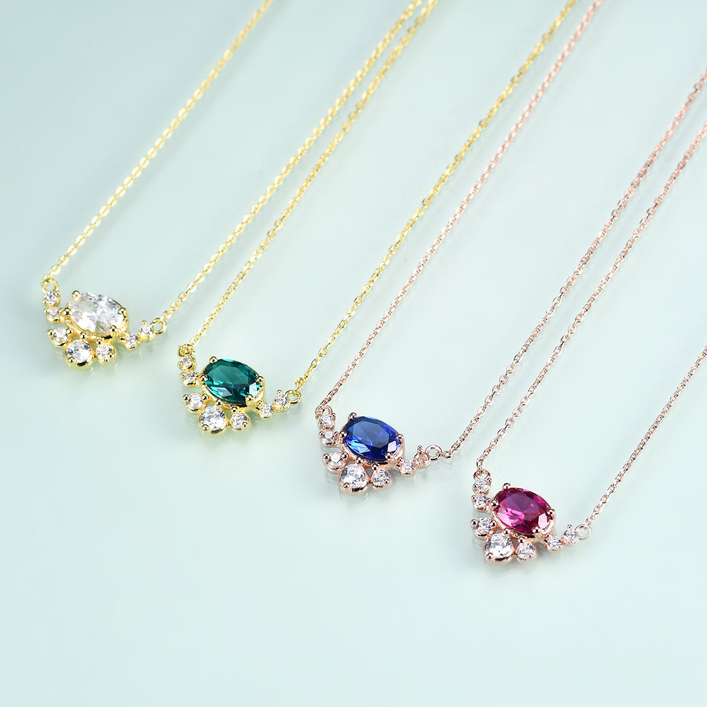 Jewelry S925Sterling Silver Inlaid with Emerald Nano Fashion Light Luxury Elegant Clavicle Chain Gemstone Necklace Pendant