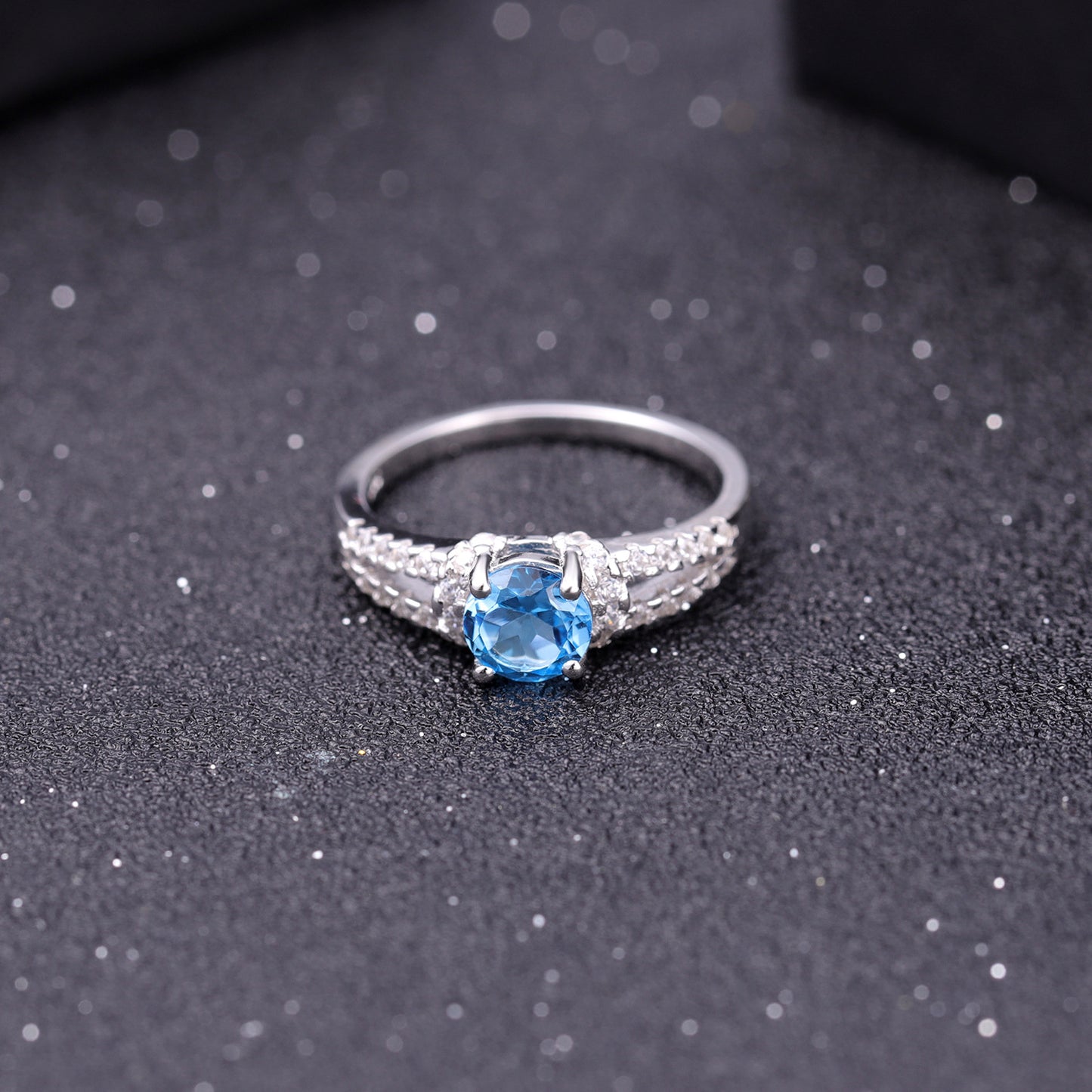 Fashionable Light Luxury Natural Topaz Sapphire Ring for Women Classic Simple s925Sterling Silver Inlaid Natural Gemstone Ring