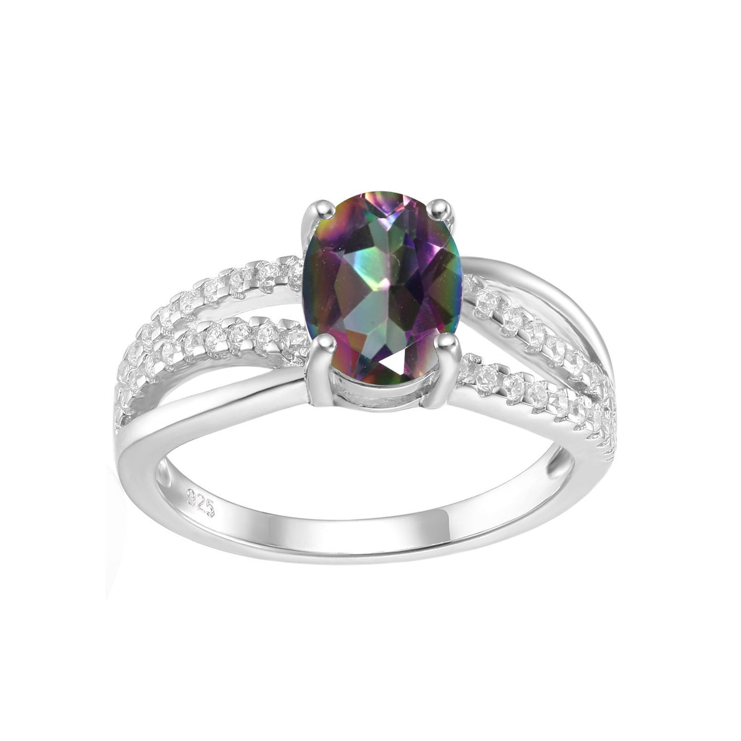 Manufacturer In-Stock Natural Stone Ring for Women Fashion Temperament s925Silver Inlaid Colorful Gemstone Crystal Ring
