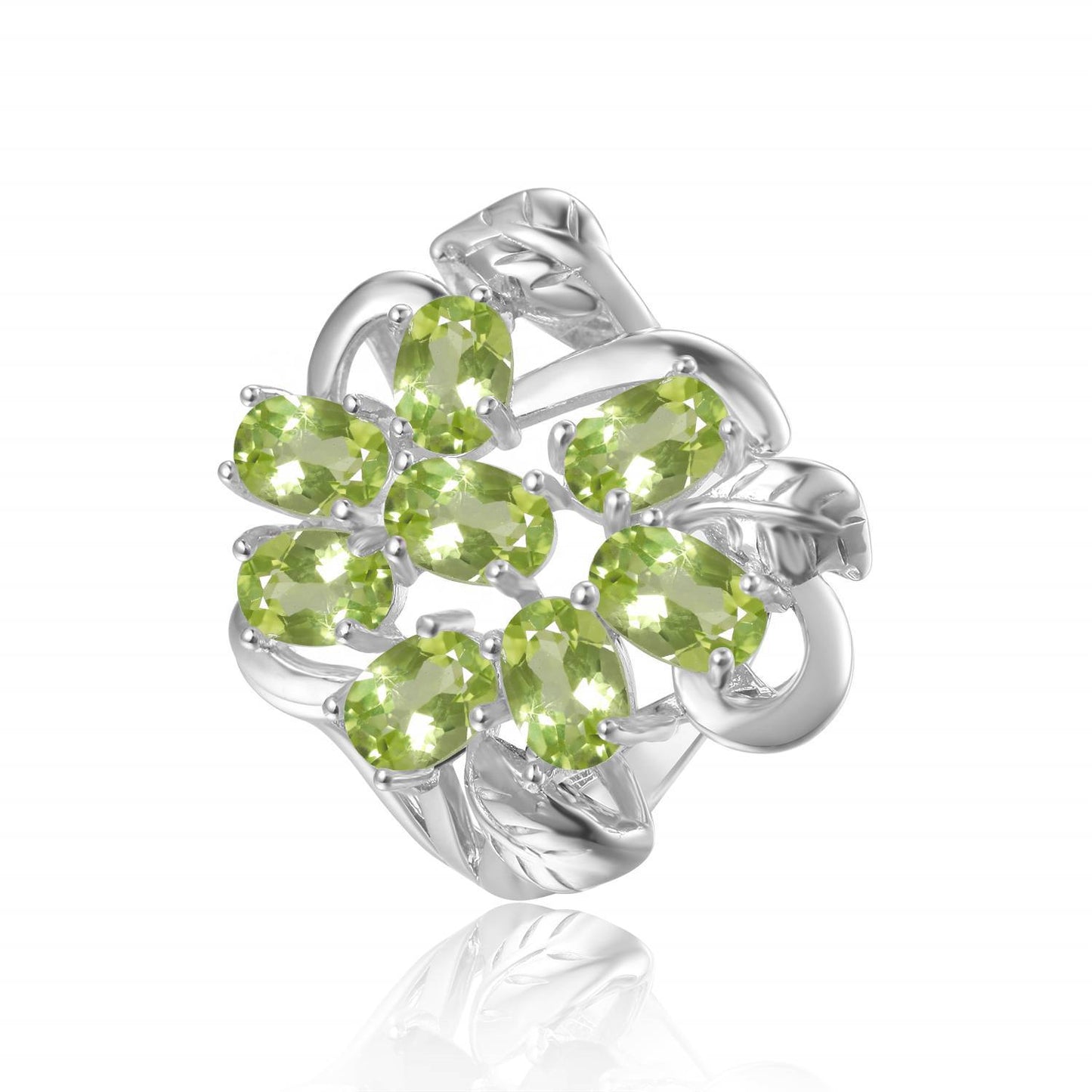 Floral Natural Topaz Garnet Ring Personality s925Silver Translucent Diaspore Gemstone Ring Hot Sale