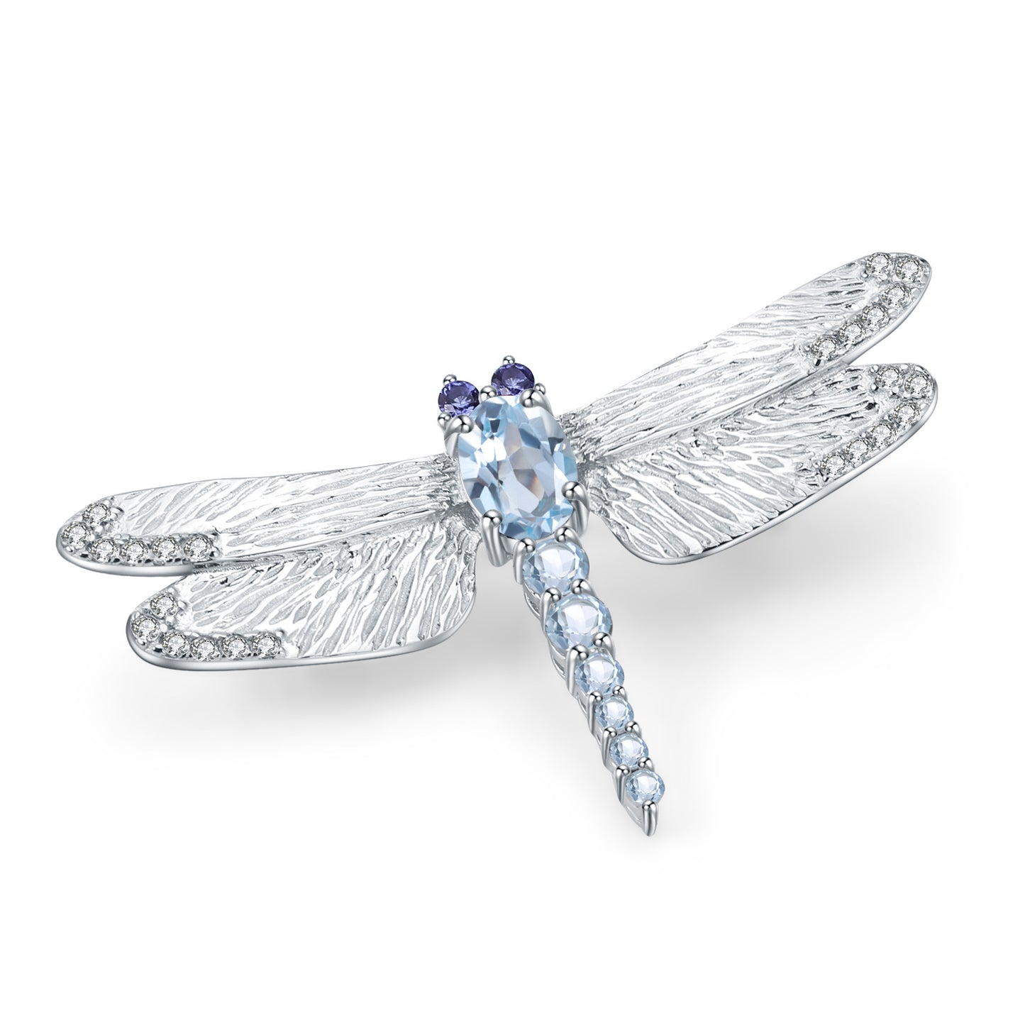 Designer Model Natural Colored Gems Brooch Dragonfly Design Classical Dignified s925Silver Natural Garnet Brooch