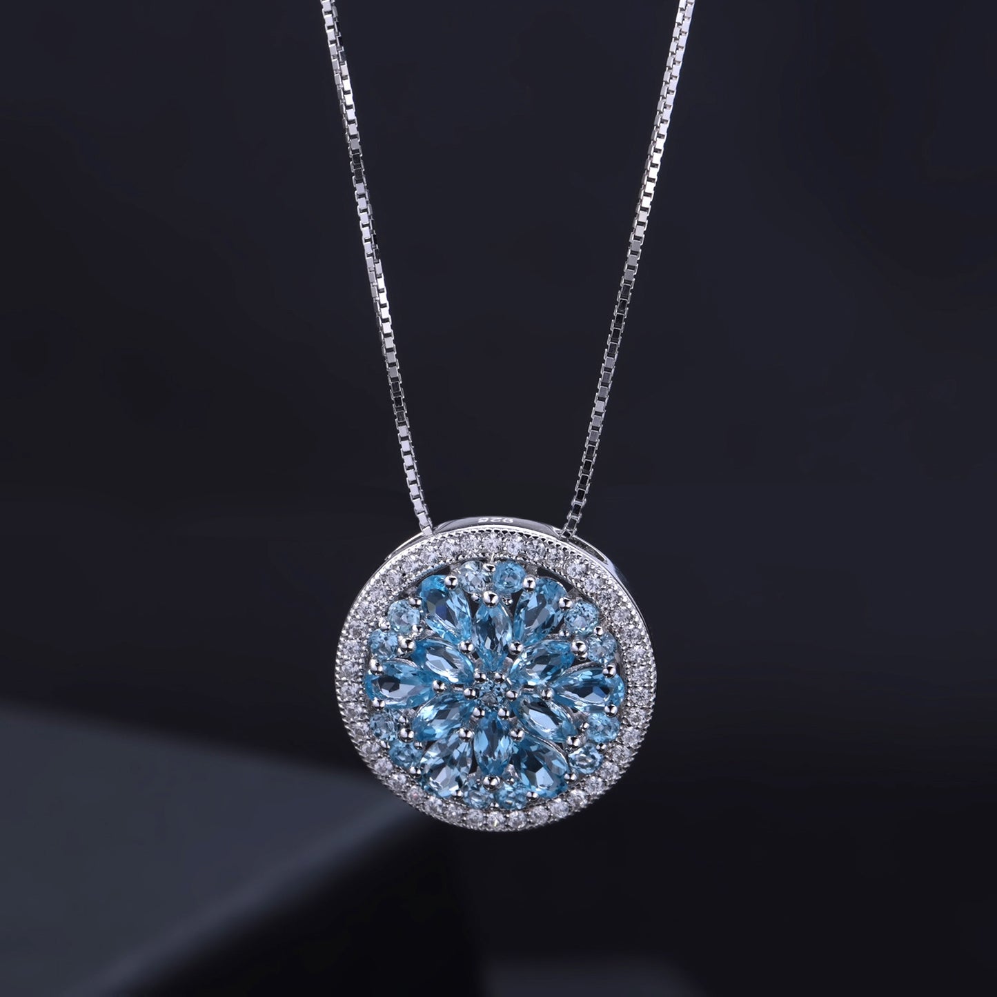 Personalized Design round Cake Necklace Luxury Natural Colored Gems Mopping Pad Garnet Diopside s925Sterling Silver Pendant