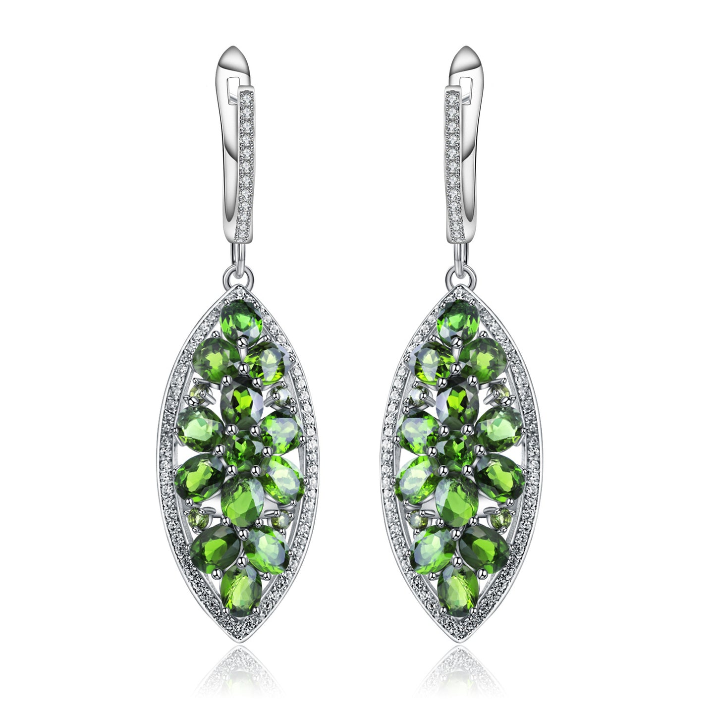 Fashion Natural Gemstone Diopside Stud Earrings Drop Earrings Luxurious Design Sense Personality s925Sterling silver earrings