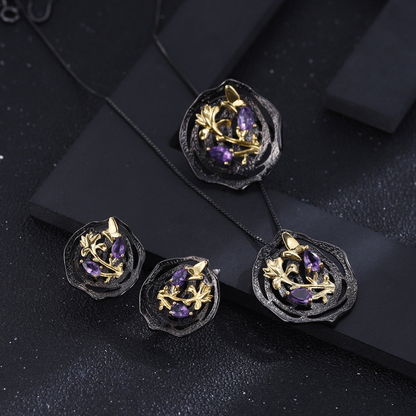 Designer High-End Gemstone Earrings Natural Style Design s925Silver Natural Rose Garnet Stud Earrings