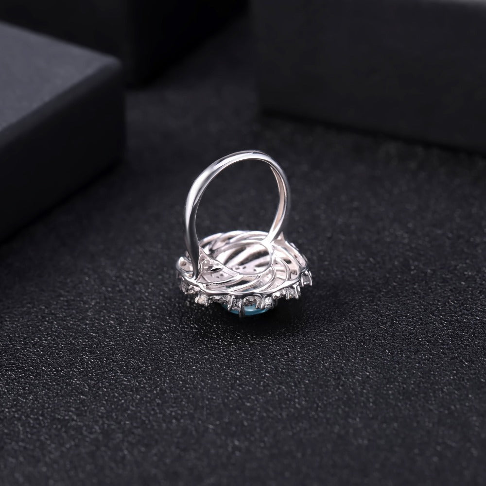 Luxurious High-End Natural Topaz Ring New Style Personality s925Silver Inlaid Natural Sapphire Ring