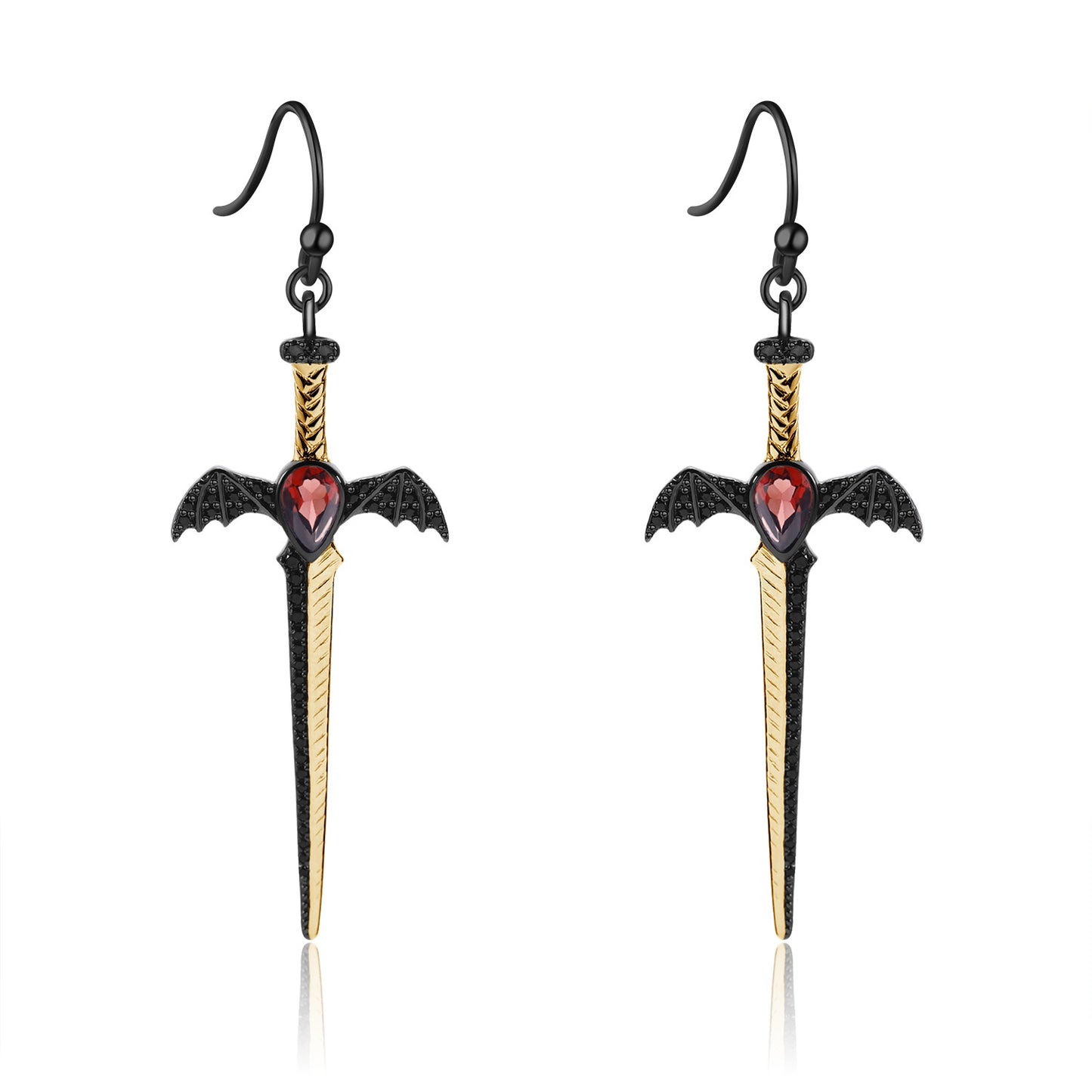 Dark Series Designer High-End Earrings Gothic Style Dagger Design925Silver Natural Gemstone Earrings